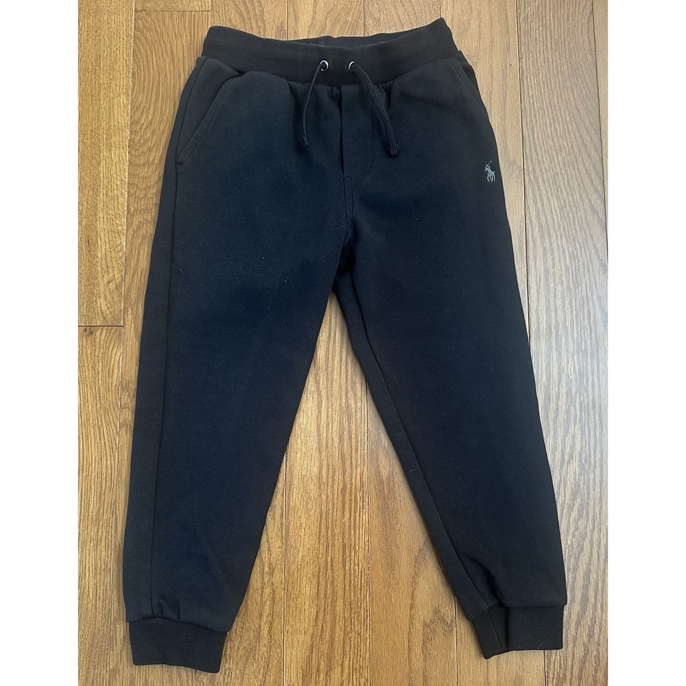 Polo Ralph Lauren Boys Size 6 Black Jogger Sweatpants Pony Logo Cotton Blend EUC